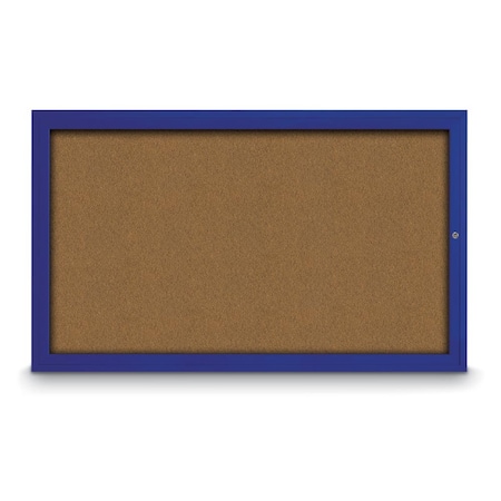 Slim Enclosed Corkboard, 24x36, Gold Alum Frame/Cinnabar